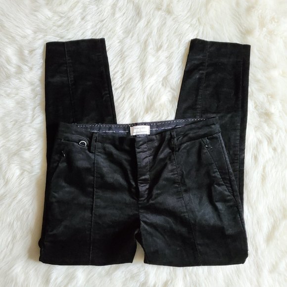 Anthropologie Essential Slim Black Velvet Pants 4 - Picture 7 of 16